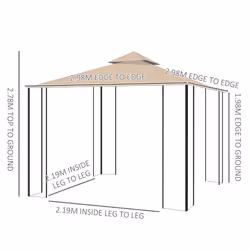 Outsunny 3x3(m) Outdoor Gazebo Patio Pavilion Canopy Tent w/ Netting & Shelf - Additional view 9