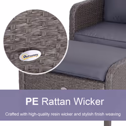 Outsunny 5 Pieces Outdoor Patio Furniture Set Wicker Conversation Set Dark Grey - Additional view 4
