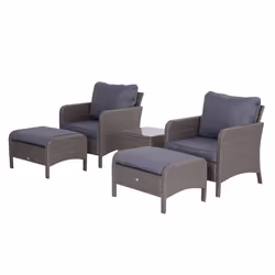 Outsunny 5 Pieces Outdoor Patio Furniture Set Wicker Conversation Set Dark Grey - Additional view 8