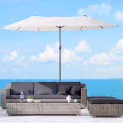 Outsunny Sun Umbrella Canopy Double-sided Crank Sun Shade Shelter 4.6M Beige
