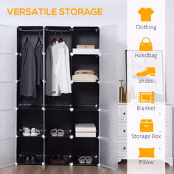 HOMCOM Cube DIY Wardrobe Portable Interlocking Plastic Modular Closet Cabinet