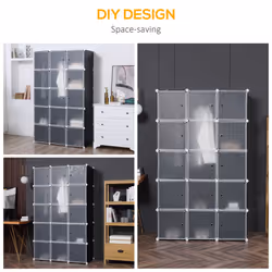 HOMCOM Cube DIY Wardrobe Portable Interlocking Plastic Modular Closet Cabinet