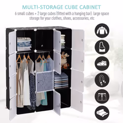 HOMCOM DIY Interlocking Plastic Modular Wardrobe - Additional view 7