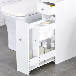 HOMCOM Slim Floor Cabinet Narrow Wooden Storage with Drawers Bathroom White - Additional view 8