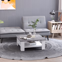 HOMCOM Vintage Coffee Table Square 2 Tier Side End Desk Indoor Living Room