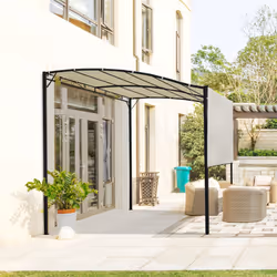 Outsunny 3 x 2.5m Patio Metal Gazebo Pergola Wall Mount Outdoor Shelter, Cream