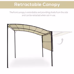 Outsunny 3 x 2.5m Patio Metal Gazebo Pergola Wall Mount Outdoor Shelter, Cream