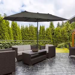 Outsunny Sun Umbrella Canopy Double-sided Crank Sun Shade Shelter 4.6M Grey