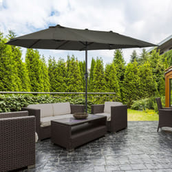 Outsunny Sun Umbrella Canopy Double-sided Crank Sun Shade Shelter 4.6M Grey