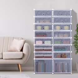 HOMCOM Large 16-Cube DIY Shoes Rack Portable Interlocking Cabinet