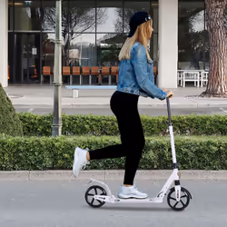 HOMCOM Folding Kick Scooter with Big Wheels for 14+ Teens Adult, White