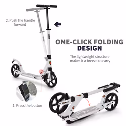 HOMCOM Folding Kick Scooter with Big Wheels for 14+ Teens Adult, White