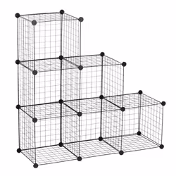 HOMCOM DIY 6 Cube Metal Wire Rack Interlocking Storage Cabinet Organiser Display