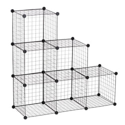HOMCOM DIY 6 Cube Metal Wire Rack Interlocking Storage Cabinet Organiser Display