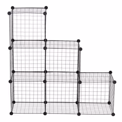 HOMCOM DIY 6 Cube Metal Wire Rack Interlocking Storage Cabinet Organiser Display