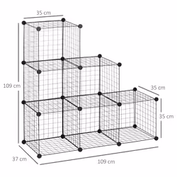 HOMCOM DIY 6 Cube Metal Wire Rack Interlocking Storage Cabinet Organiser Display - Additional view 5