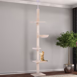 PawHut Floor to Ceiling Cat Tree for Indoor Cats 5-Tier Kitty Tower Beige