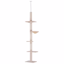PawHut Floor to Ceiling Cat Tree for Indoor Cats 5-Tier Kitty Tower Beige - Additional view 8
