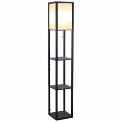 HOMCOM Floor Lamp Reading Lamp with 3-Tier Storage Shelf for Home Office, Black - Additional view 8
