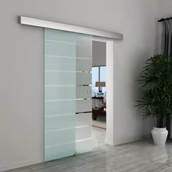 HOMCOM 90cm Sliding Glass Door Set Frosted Stripe w/ Handle Living Room Office