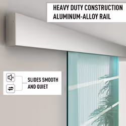 HOMCOM 90cm Sliding Glass Door Set Frosted Stripe w/ Handle Living Room Office - Additional view 4