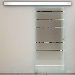 HOMCOM 90cm Sliding Glass Door Set Frosted Stripe w/ Handle Living Room Office - Additional view 6