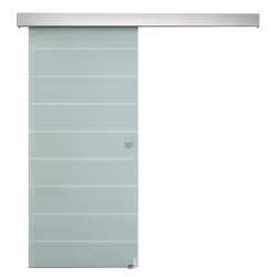 HOMCOM 90cm Sliding Glass Door Set Frosted Stripe w/ Handle Living Room Office - Additional view 8