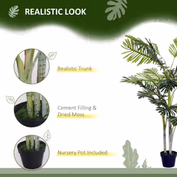Outsunny 150cm(5ft) Palm Tree Artificial Faux Decor Green Plant Home Office