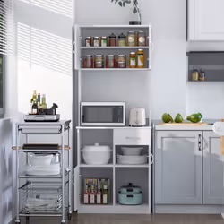 HOMCOM Freestanding Kitchen Cabinet Storage Unit Pantry Cupboard, White