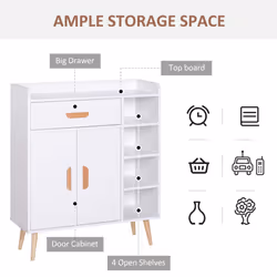 HOMCOM Side Cabinet with Storage Drawer for Hallway, Kitchen White