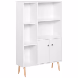 HOMCOM Cabinet Shelves Bookcase Storage Unit Free Standing w/ Two Doors White - Additional view 8