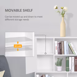 HOMCOM Free Standing Bookcase Shelves Unit Storage Cabinet w/ Two Doors White