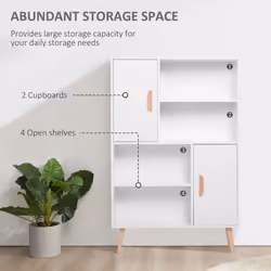 HOMCOM Free Standing Bookcase Shelves Unit Storage Cabinet w/ Two Doors White