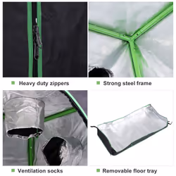 Outsunny Mylar Hydroponic Grow Tent w/ Floor Tray for Indoor Plant 120x60x150cm