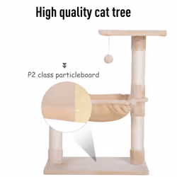 PawHut Cat Activity Tree Kitten Play Tower Palace Two-Tier Scratching Beige