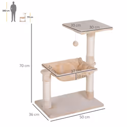 PawHut Cat Activity Tree Kitten Play Tower Palace Two-Tier Scratching Beige - Additional view 7