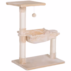 PawHut Cat Activity Tree Kitten Play Tower Palace Two-Tier Scratching Beige - Additional view 8