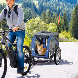 PawHut Pet Bicycle Trailer Dog Cat Bike Carrier Water Resistant Blue Outdoor