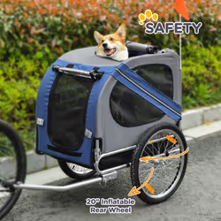 PawHut Pet Bicycle Trailer Dog Cat Bike Carrier Water Resistant Blue Outdoor - Additional view 6