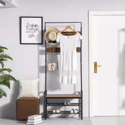 HOMCOM Industrial Coat Rack Stand with 8 Hooks Hangers Storage Cabinet Brown - Additional view 10