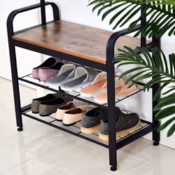 HOMCOM Industrial Coat Rack Stand with 8 Hooks Hangers Storage Cabinet Brown