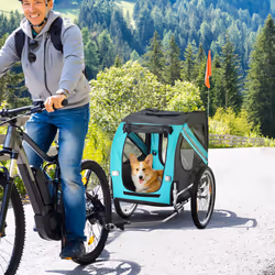 PawHut Pet Bicycle Trailer Dog Cat Bike Carrier Water Resistant Green Outdoor
