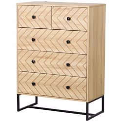 HOMCOM Chest Of 5 Drawers Storage Unit Unique Zigzag Design Anti Tip & Top