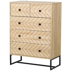 HOMCOM Chest Of 5 Drawers Storage Unit Unique Zigzag Design Anti Tip & Top