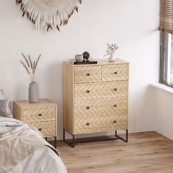 HOMCOM Chest Of 5 Drawers Storage Unit Unique Zigzag Design Anti Tip & Top