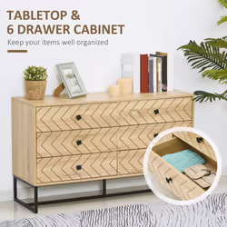 HOMCOM Chest Of 6 Drawers Storage Unit 71x120cm Unique Zigzag Design Anti tip