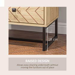 HOMCOM Bedside Table Unit Unique Zig Zag Design w/ Black Metal Handles Melamine