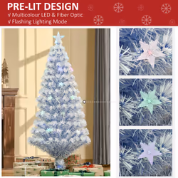 HOMCOM Artificial Fibre Optic Christmas Tree Seasonal Decoration w/ 21 LED