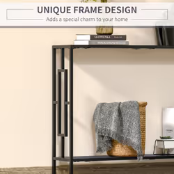 HOMCOM Industrial Console Table w/ Storage Shelf Black Metal Frame Grey - Additional view 4