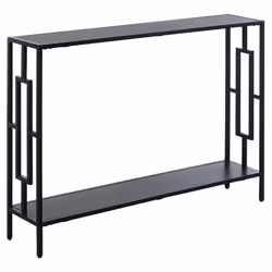 HOMCOM Industrial Console Table w/ Storage Shelf Black Metal Frame Grey - Additional view 8